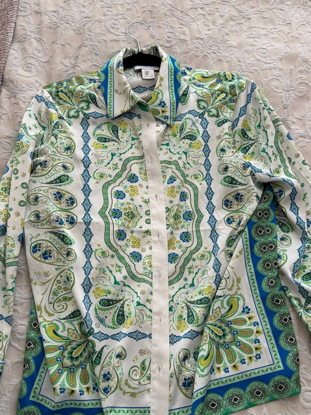 Printed Green Women’s Button Down